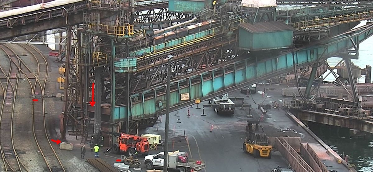 Conveyor gallery and transfer tower during a daylight shutdown